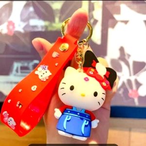 Hello Kitty 3D Keychain Purple Wrist Strap, NEW